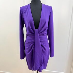 NWOT! NEVER WORN!! Katie May “Purple Passion” Plunge Neck Long Sleeve Minidress